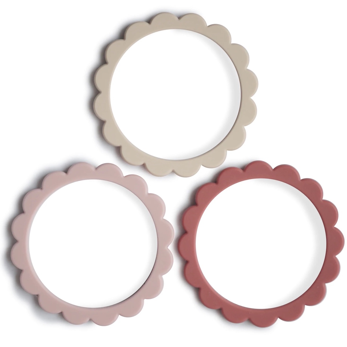 3 bracelets de dentition FLOWER Mushie Blush-Rose-Sh.Sand