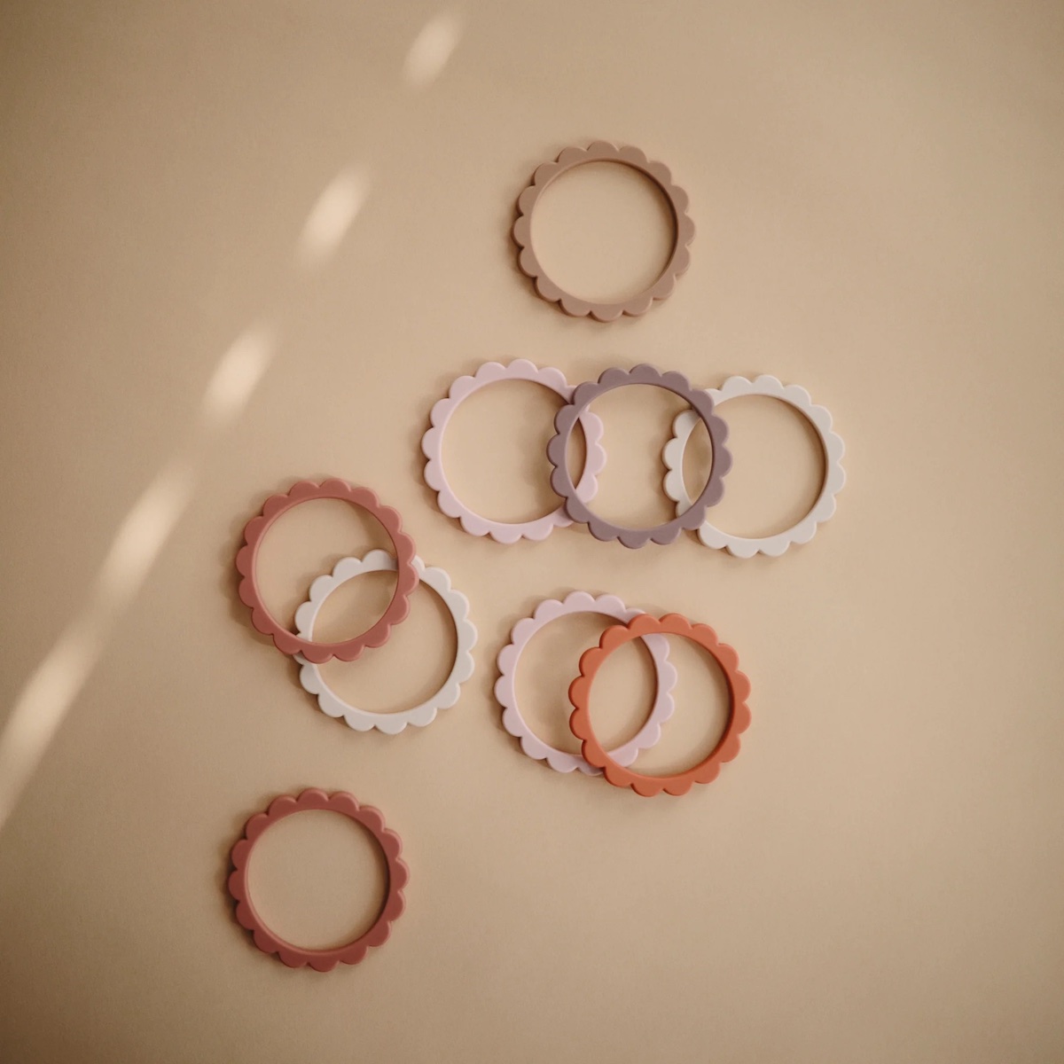 3 bracelets de dentition FLOWER Mushie Blush-Rose-Sh.Sand