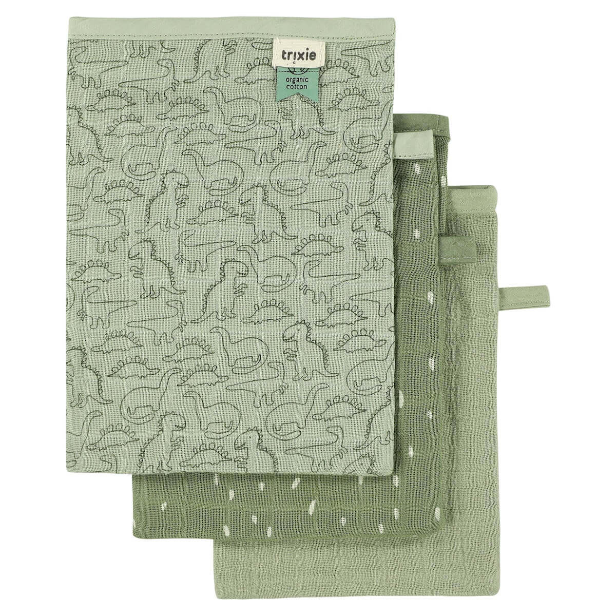 3 gants de toilettes Mix Daring DINO Trixie