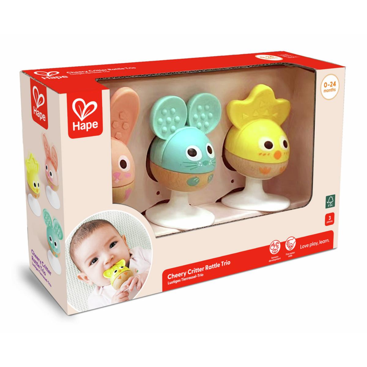 3 hochets à ventouse - animaux Hape