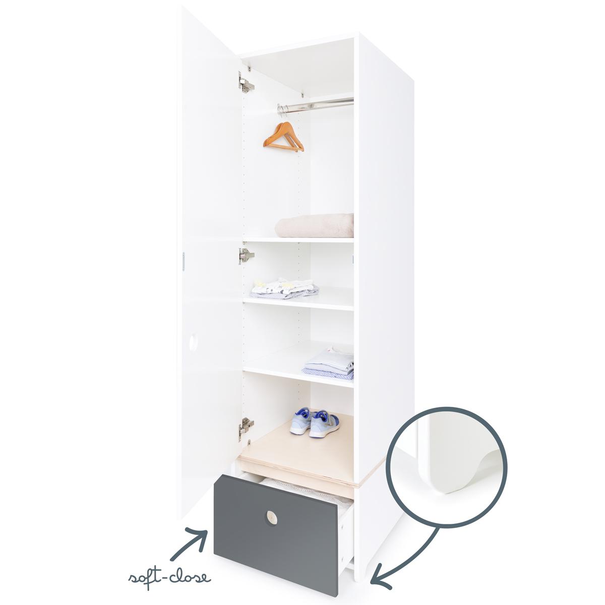 Armoire 1 porte COLORFLEX façade tiroir space grey Abitare Kids