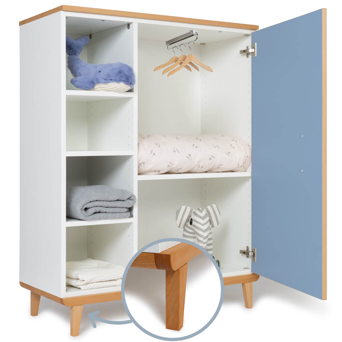 Armoire 120 cm 1 porte NADO Retro finition hêtre capri blue