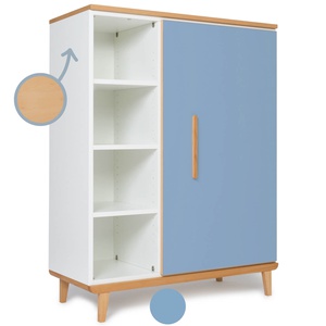 Armoire 120 cm 1 porte NADO Retro finition hêtre capri blue