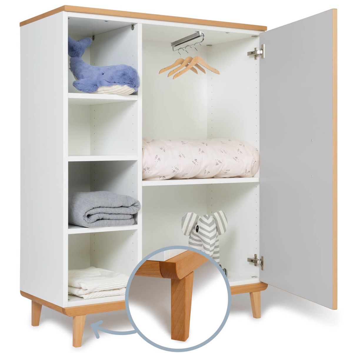 Armoire 120 cm 1 porte NADO Retro finition hêtre manhattan grey