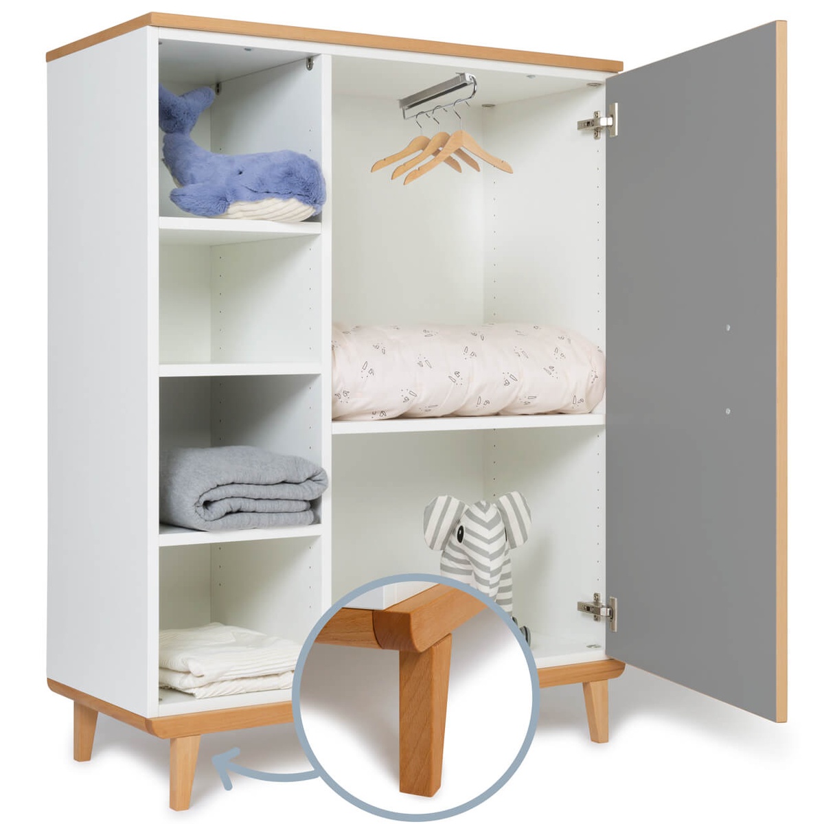 Armoire 120 cm 1 porte NADO Retro finition hêtre slate grey