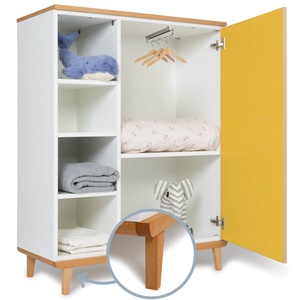Armoire 120 cm 1 porte NADO Retro finition hêtre sunshine yellow