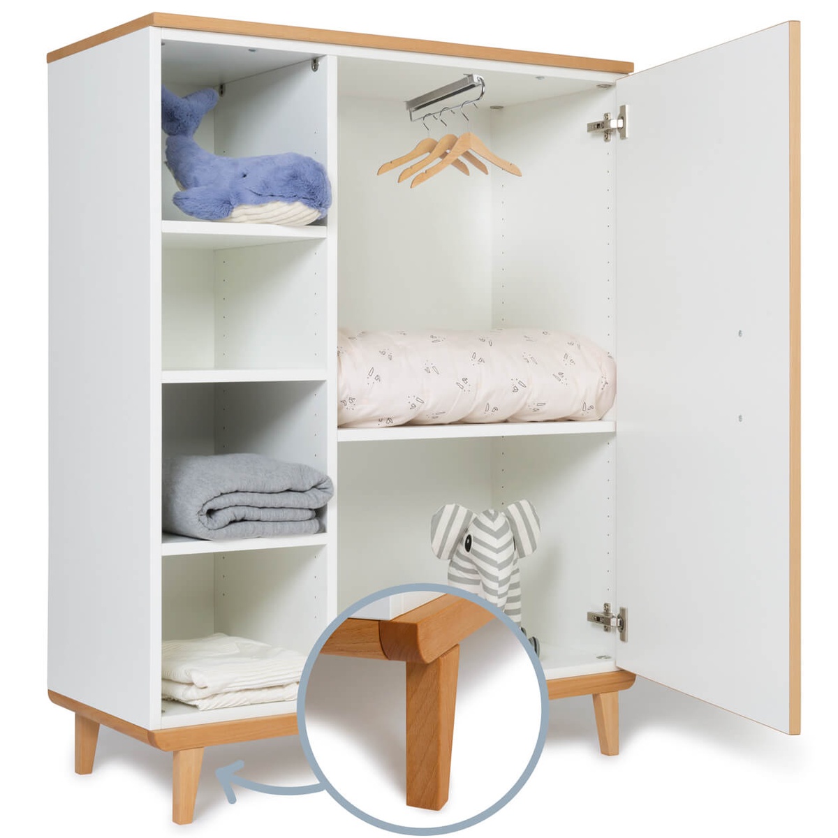 Armoire 120 cm 1 porte NADO Retro finition hêtre white