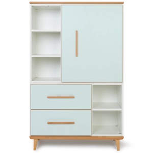Armoire 147 cm 1 porte 2 tiroirs NADO Retro finition hêtre mint
