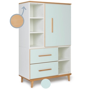 Armoire 147 cm 1 porte 2 tiroirs NADO Retro finition hêtre mint