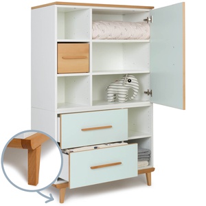 Armoire 147 cm 1 porte 2 tiroirs NADO Retro finition hêtre mint