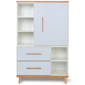 Armoire 147 cm 1 porte 2 tiroirs NADO Retro finition hêtre sky blue