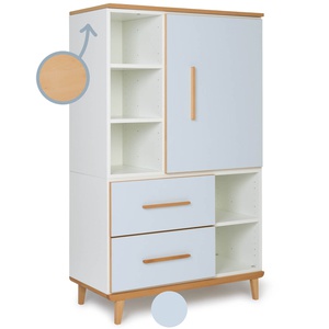 Armoire 147 cm 1 porte 2 tiroirs NADO Retro finition hêtre sky blue