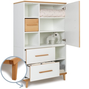 Armoire 147 cm 1 porte 2 tiroirs NADO Retro finition hêtre white