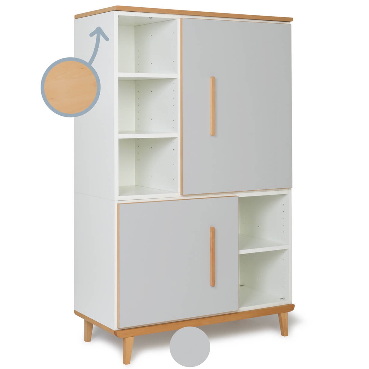 Armoire 147 cm 2 portes NADO Retro finition hêtre manhattan grey