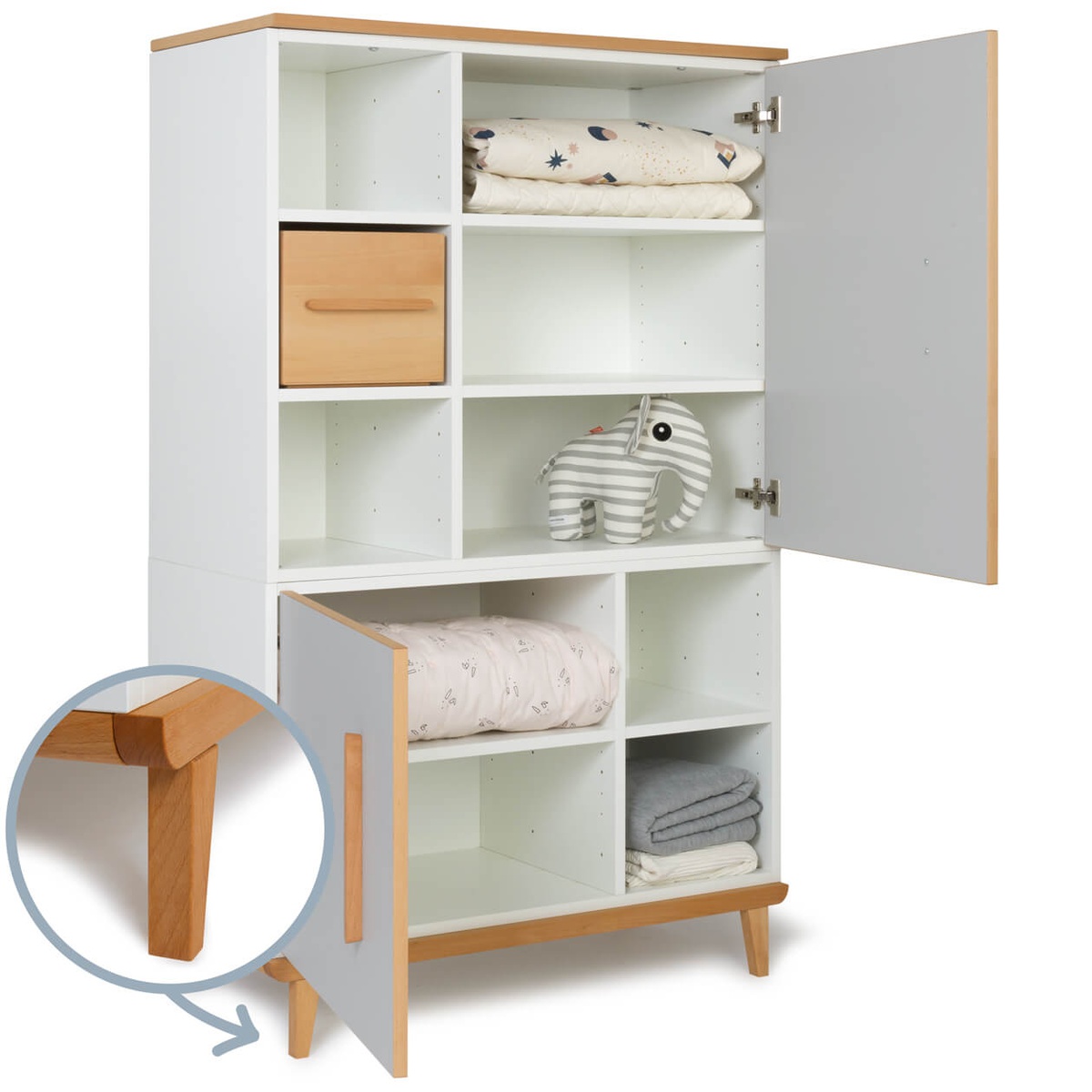 Armoire 147 cm 2 portes NADO Retro finition hêtre manhattan grey