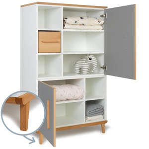 Armoire 147 cm 2 portes NADO Retro finition hêtre slate grey
