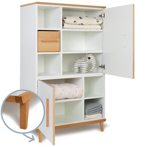 Armoire 147 cm 2 portes NADO Retro finition hêtre white