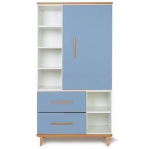 Armoire 173 cm 1 porte 2 tiroirs NADO Retro finition hêtre capri blue
