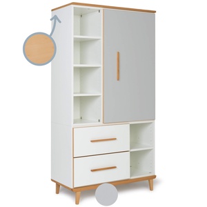 Armoire 173 cm 1 porte 2 tiroirs NADO Retro finition hêtre manhattan grey-white