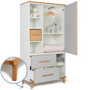 Armoire 173 cm 1 porte 2 tiroirs NADO Retro finition hêtre manhattan grey