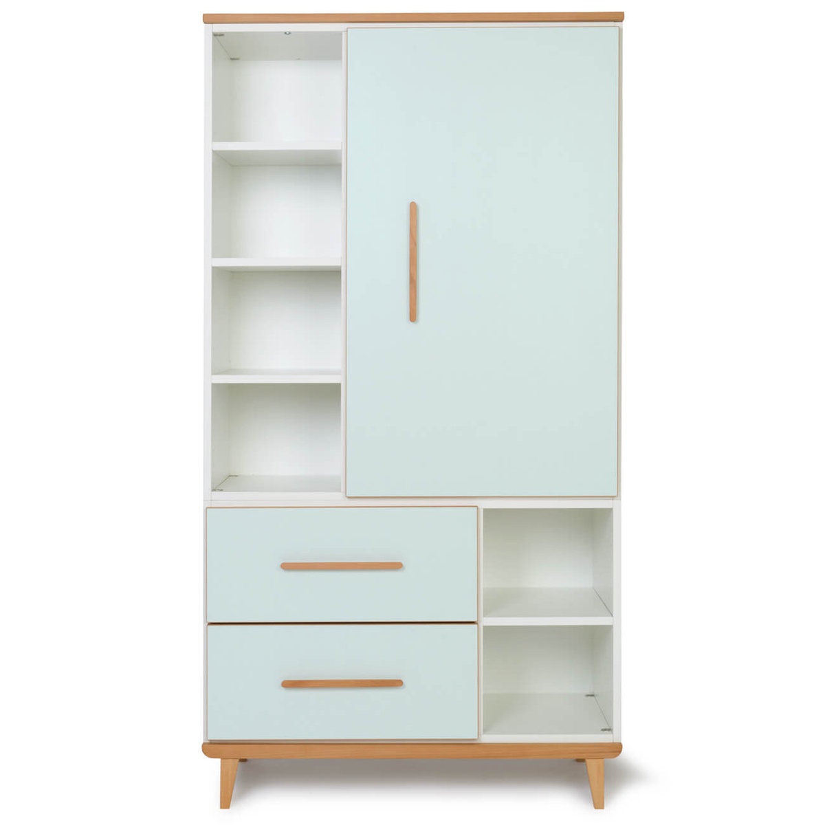 Armoire 173 cm 1 porte 2 tiroirs NADO Retro finition hêtre mint