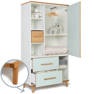 Armoire 173 cm 1 porte 2 tiroirs NADO Retro finition hêtre mint