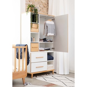 Armoire 173 cm 1 porte 2 tiroirs NADO Retro finition hêtre mint