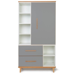 Armoire 173 cm 1 porte 2 tiroirs NADO Retro finition hêtre slate grey