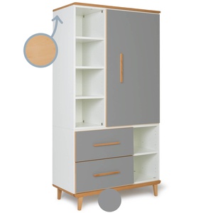 Armoire 173 cm 1 porte 2 tiroirs NADO Retro finition hêtre slate grey