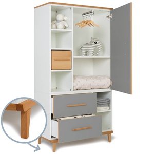 Armoire 173 cm 1 porte 2 tiroirs NADO Retro finition hêtre slate grey