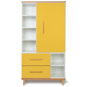 Armoire 173 cm 1 porte 2 tiroirs NADO Retro finition hêtre sunshine yellow