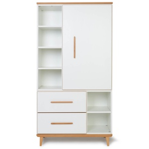 Armoire 173 cm 1 porte 2 tiroirs NADO Retro finition hêtre white