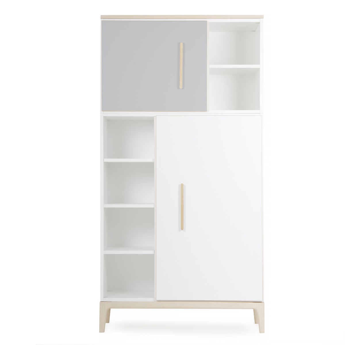 Armoire 173 cm 2 portes NADO Curve finition frêne manhattan grey-white