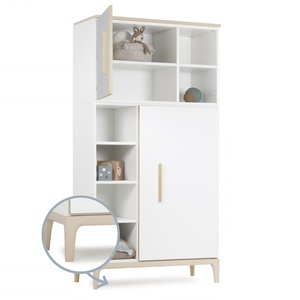 Armoire 173 cm 2 portes NADO Curve finition frêne manhattan grey-white