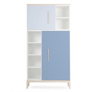 Armoire 173 cm 2 portes NADO Curve finition frêne sky blue-capri blue