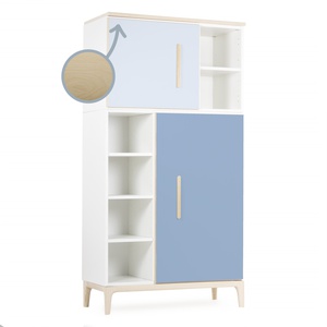 Armoire 173 cm 2 portes NADO Curve finition frêne sky blue-capri blue