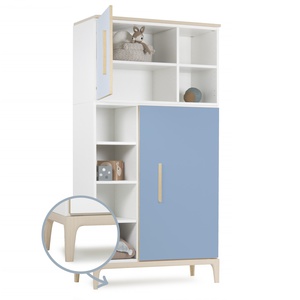 Armoire 173 cm 2 portes NADO Curve finition frêne sky blue-capri blue
