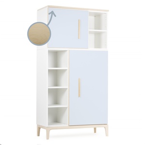 Armoire 173 cm 2 portes NADO Curve finition frêne sky blue