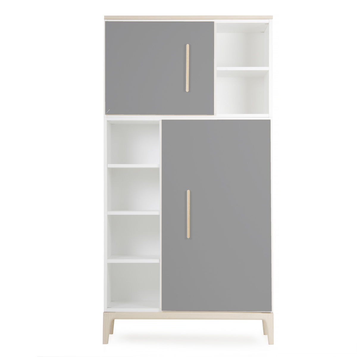 Armoire 173 cm 2 portes NADO Curve finition frêne slate grey