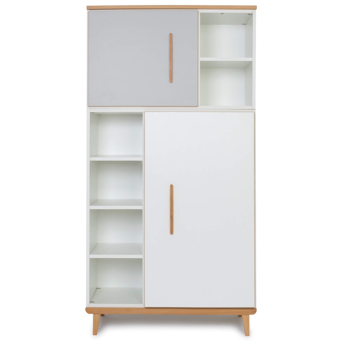 Armoire 173 cm 2 portes NADO Retro finition hêtre manhattan grey-white