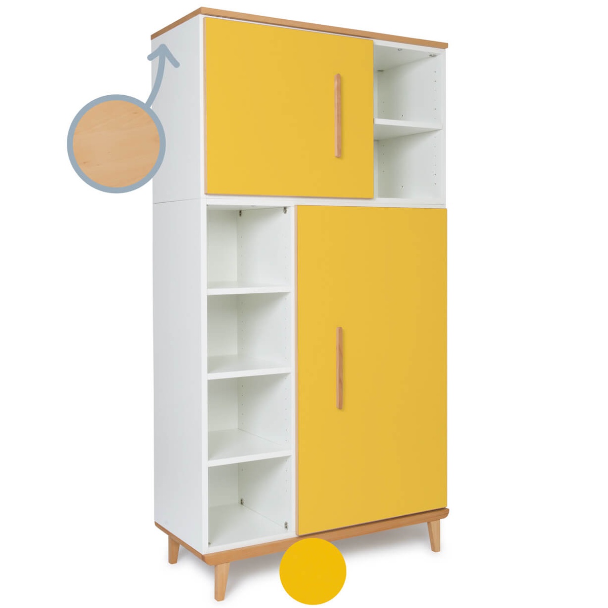 Armoire 173 cm 2 portes NADO Retro finition hêtre sunshine yellow 