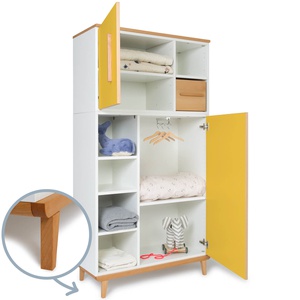 Armoire 173 cm 2 portes NADO Retro finition hêtre sunshine yellow 