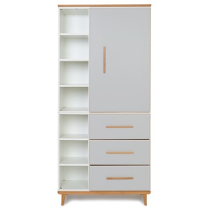 Armoire 198 cm 1 porte 3 tiroirs NADO Retro finition hêtre manhattan grey