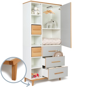 Armoire 198 cm 1 porte 3 tiroirs NADO Retro finition hêtre manhattan grey
