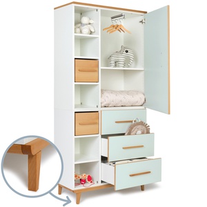 Armoire 198 cm 1 porte 3 tiroirs NADO Retro finition hêtre mint