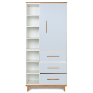 Armoire 198 cm 1 porte 3 tiroirs NADO Retro finition hêtre sky blue