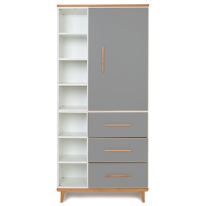 Armoire 198 cm 1 porte 3 tiroirs NADO Retro finition hêtre slate grey