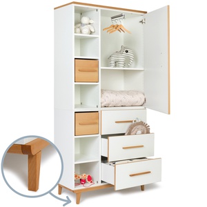 Armoire 198 cm 1 porte 3 tiroirs NADO Retro finition hêtre white