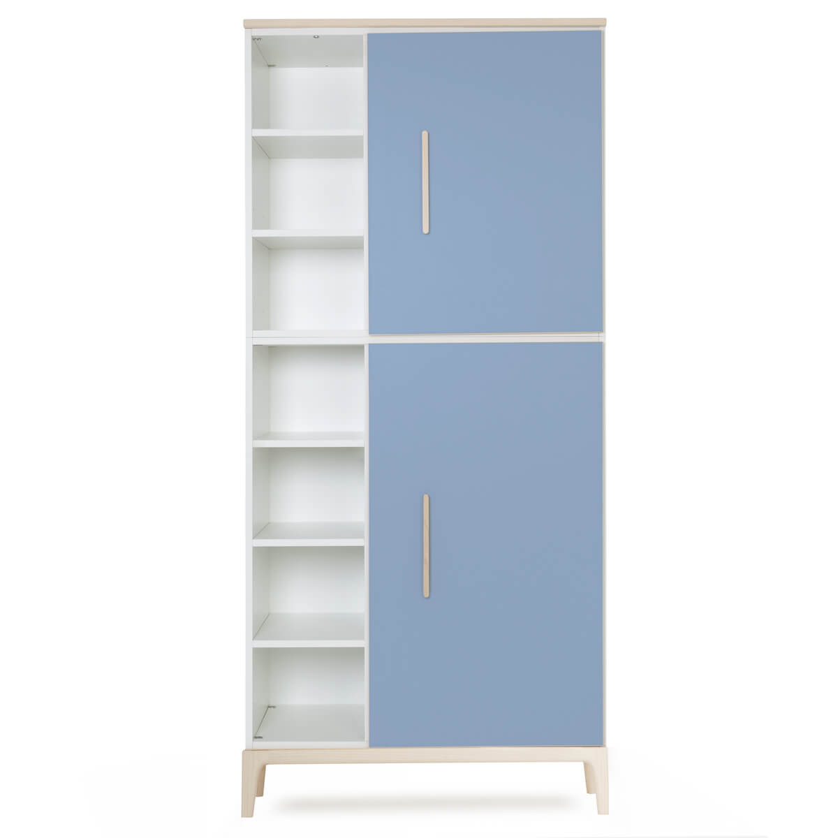 Armoire 198 cm 2 portes NADO Curve finition frêne capri blue