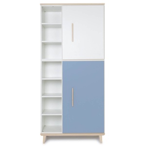 Armoire 198 cm 2 portes NADO Retro finition frêne white-capri blue